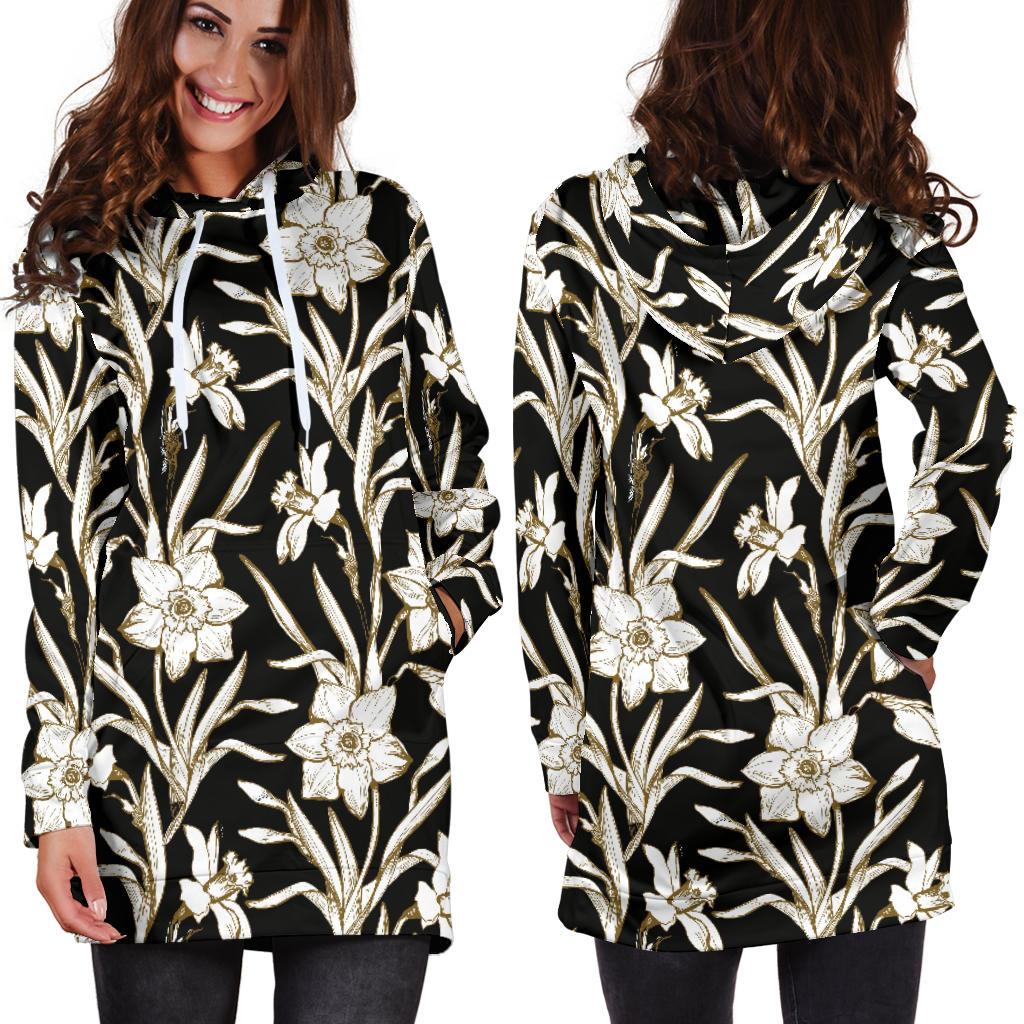 Daffodils Pattern Print Design DF06 Women Hoodie Dress