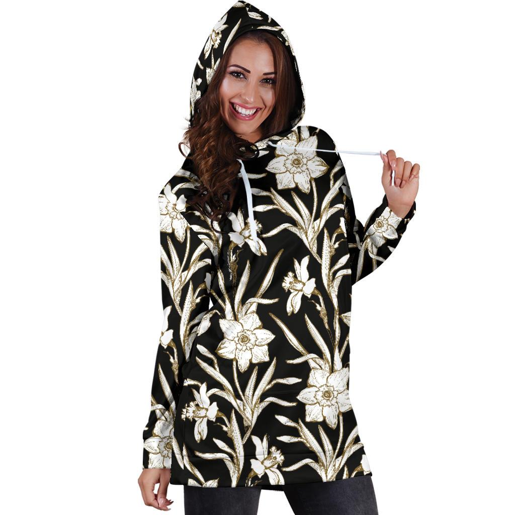 Daffodils Pattern Print Design DF06 Women Hoodie Dress