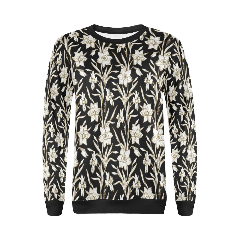 Daffodils Pattern Print Design DF06 Women Long Sleeve Sweatshirt-JorJune