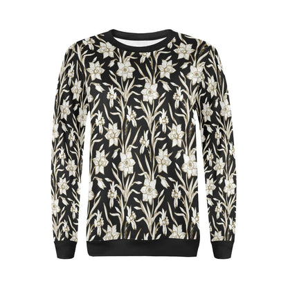 Daffodils Pattern Print Design DF06 Women Long Sleeve Sweatshirt-JorJune