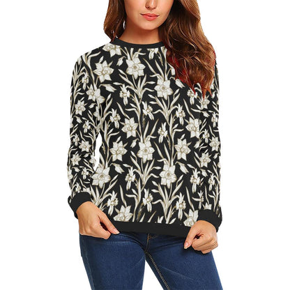 Daffodils Pattern Print Design DF06 Women Long Sleeve Sweatshirt-JorJune