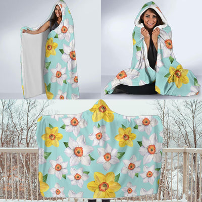 Daffodils Pattern Print Design DF07 Hooded Blanket-JORJUNE.COM