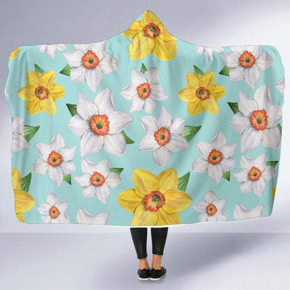 Daffodils Pattern Print Design DF07 Hooded Blanket-JORJUNE.COM