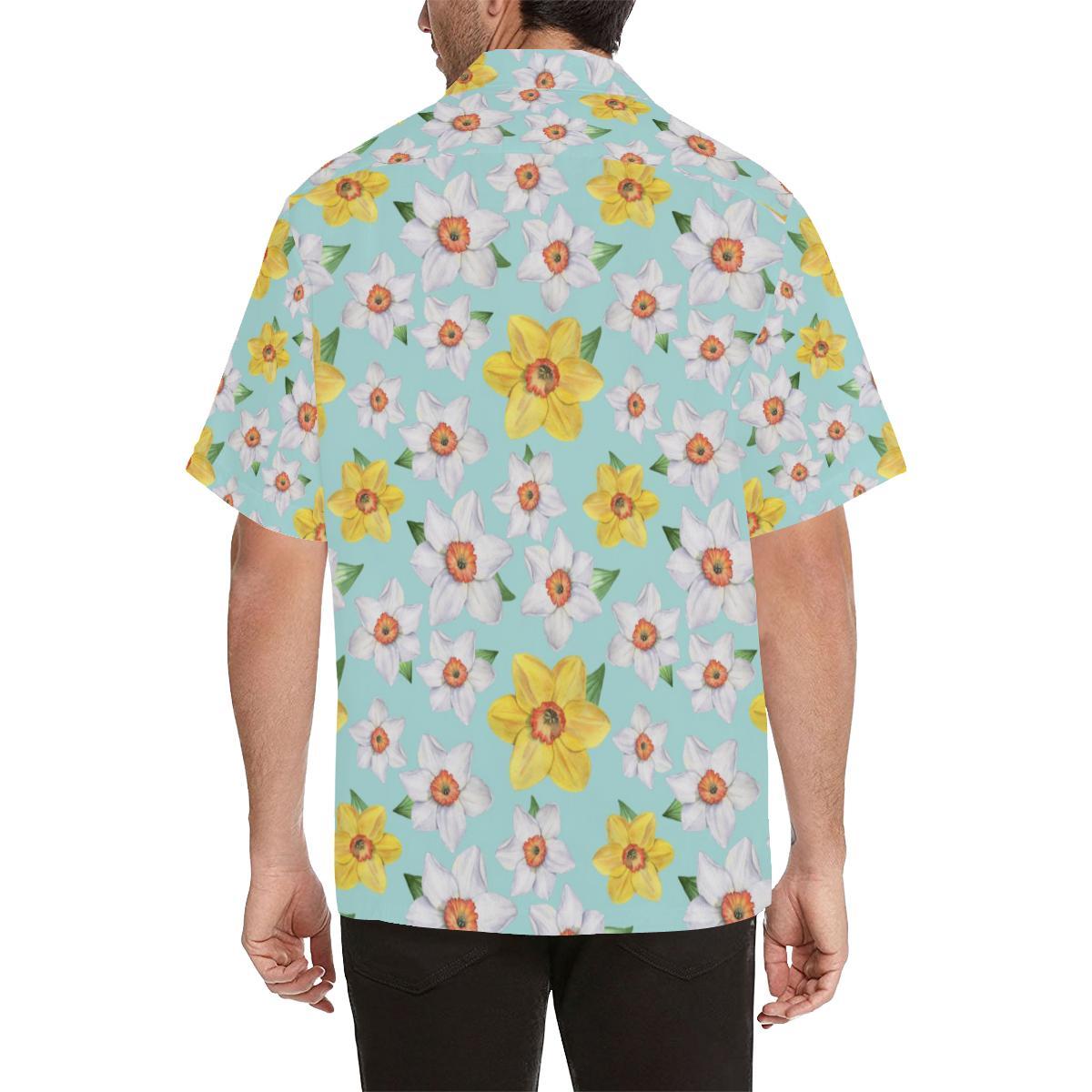 Daffodils Pattern Print Design DF07 Men Hawaiian Shirt-JorJune