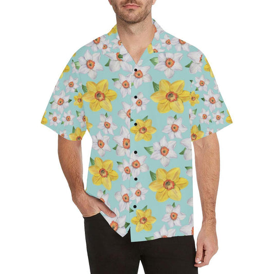 Daffodils Pattern Print Design DF07 Men Hawaiian Shirt-JorJune