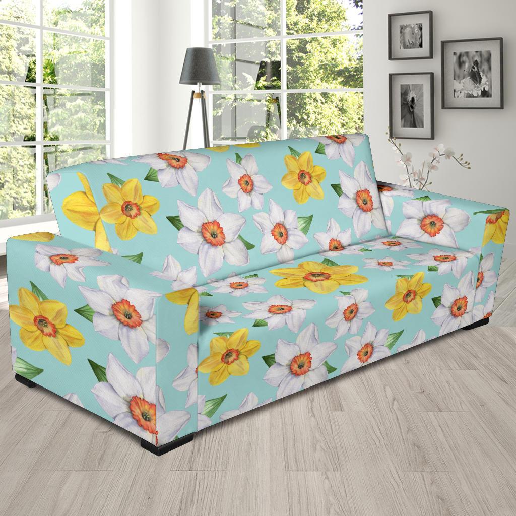 Daffodils Pattern Print Design DF07 Sofa Slipcover-JORJUNE.COM
