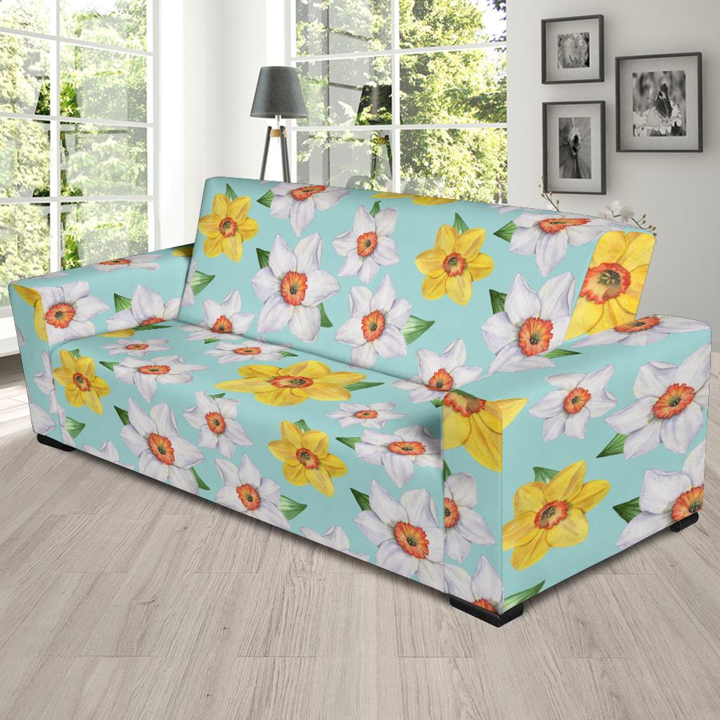 Daffodils Pattern Print Design DF07 Sofa Slipcover-JORJUNE.COM