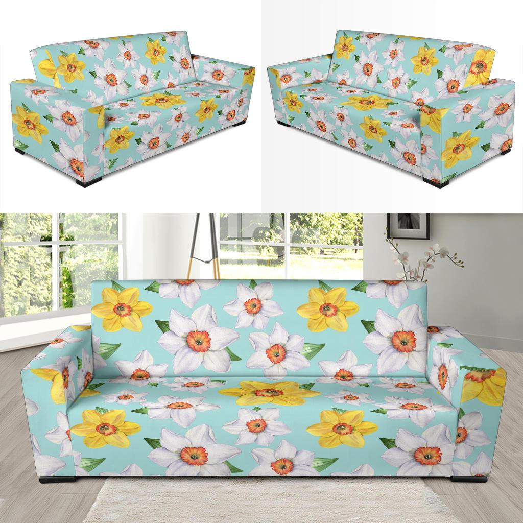 Daffodils Pattern Print Design DF07 Sofa Slipcover-JORJUNE.COM