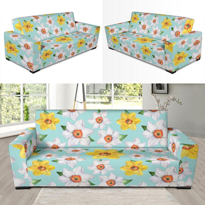 Daffodils Pattern Print Design DF07 Sofa Slipcover-JORJUNE.COM