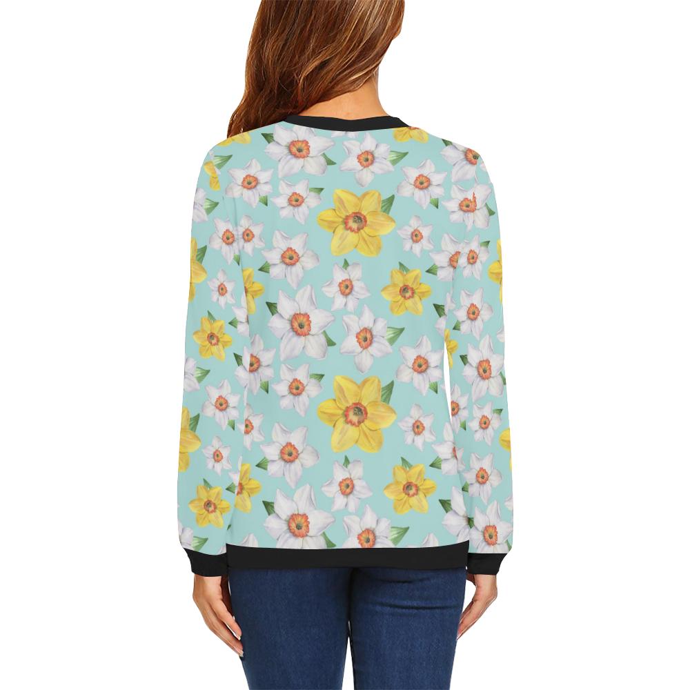 Daffodils Pattern Print Design DF07 Women Long Sleeve Sweatshirt-JorJune