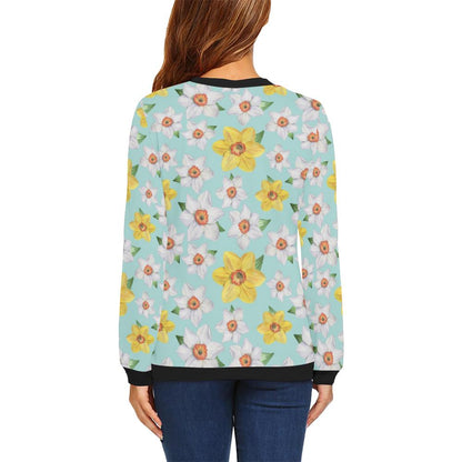 Daffodils Pattern Print Design DF07 Women Long Sleeve Sweatshirt-JorJune