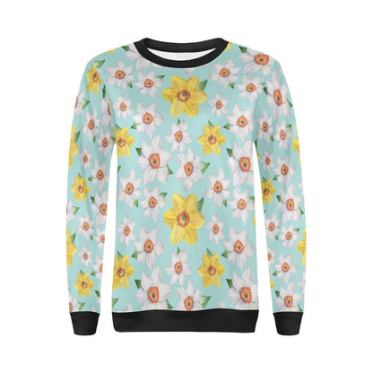 Daffodils Pattern Print Design DF07 Women Long Sleeve Sweatshirt-JorJune