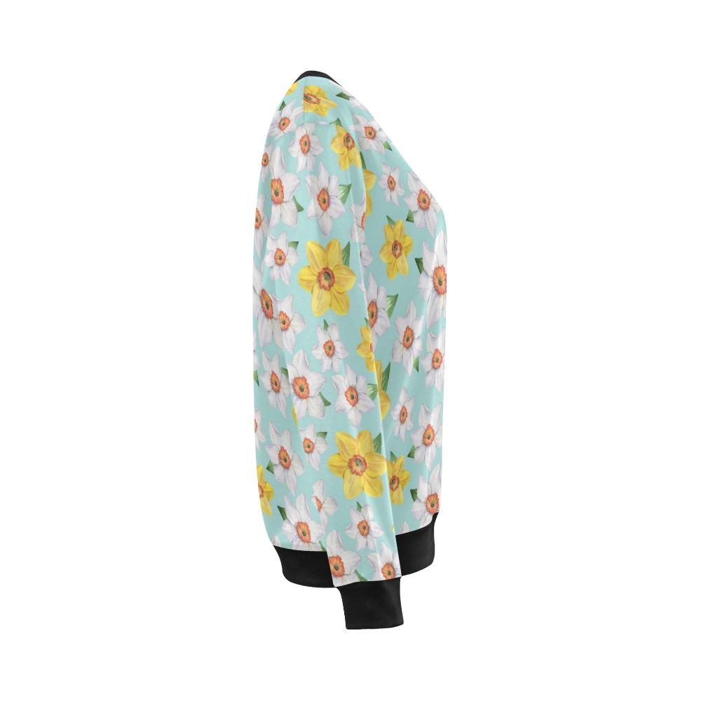 Daffodils Pattern Print Design DF07 Women Long Sleeve Sweatshirt-JorJune