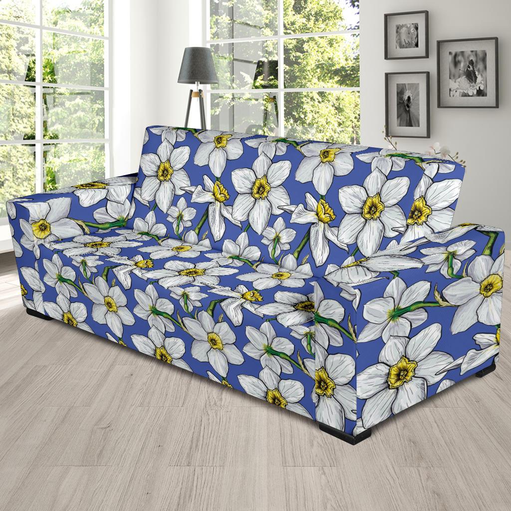 Daffodils Pattern Print Design DF08 Sofa Slipcover-JORJUNE.COM