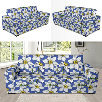 Daffodils Pattern Print Design DF08 Sofa Slipcover-JORJUNE.COM