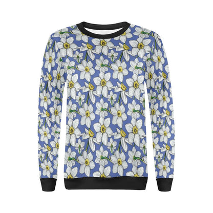 Daffodils Pattern Print Design DF08 Women Long Sleeve Sweatshirt-JorJune