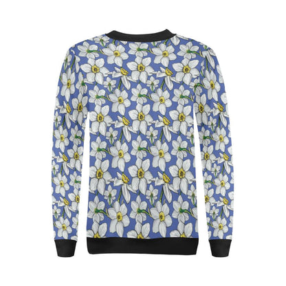 Daffodils Pattern Print Design DF08 Women Long Sleeve Sweatshirt-JorJune