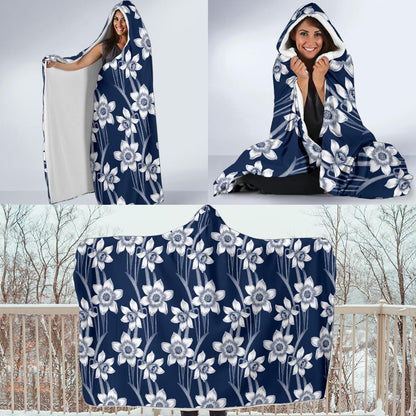 Daffodils Pattern Print Design DF09 Hooded Blanket-JORJUNE.COM