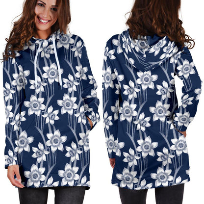 Daffodils Pattern Print Design DF09 Women Hoodie Dress