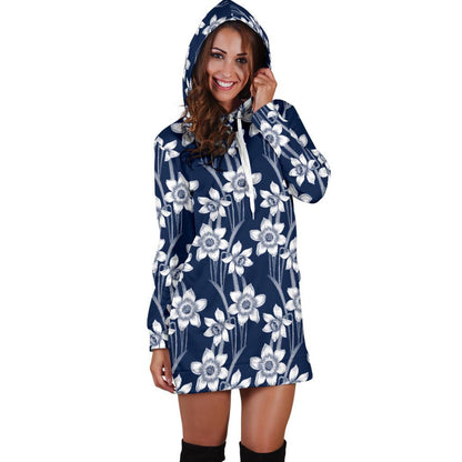 Daffodils Pattern Print Design DF09 Women Hoodie Dress