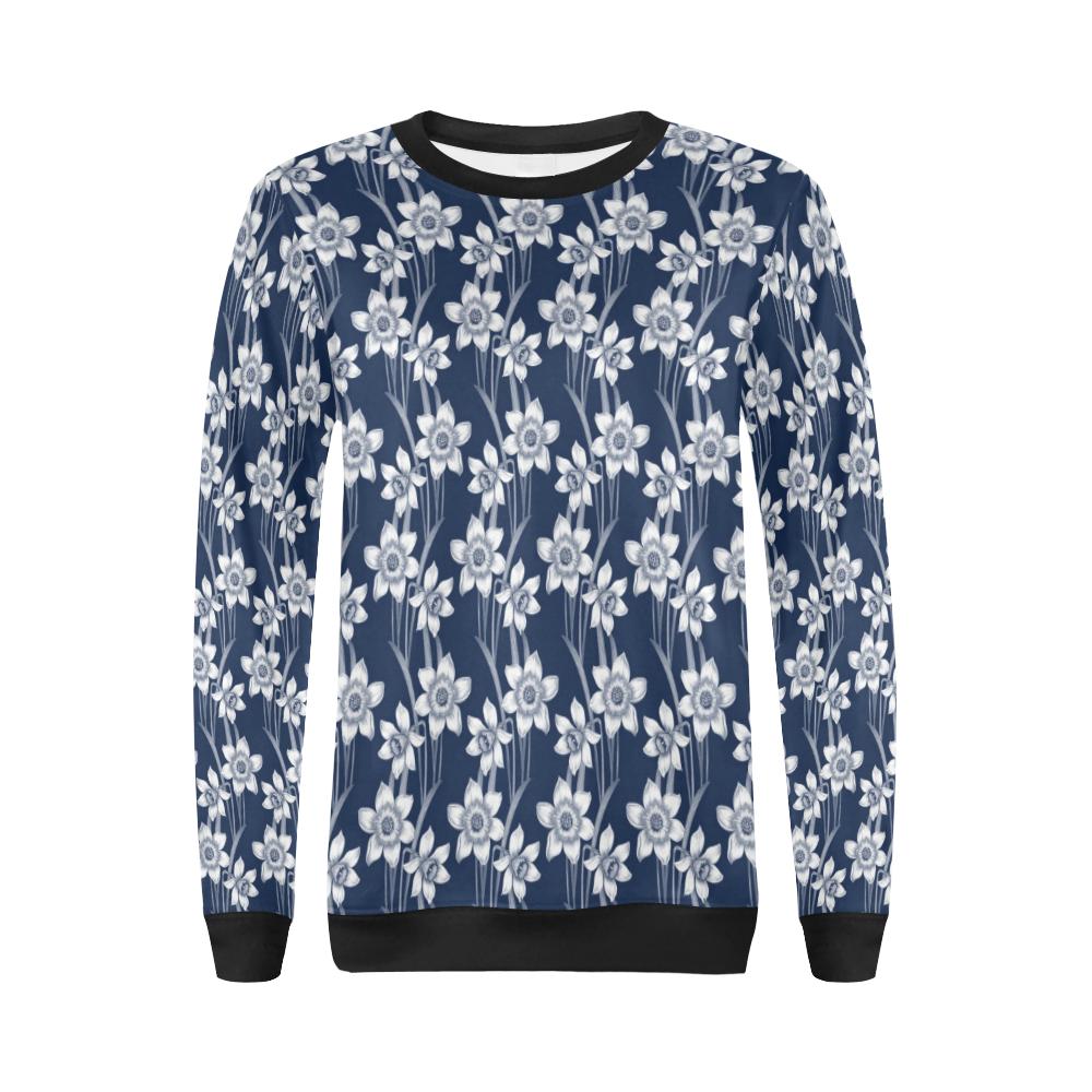 Daffodils Pattern Print Design DF09 Women Long Sleeve Sweatshirt-JorJune