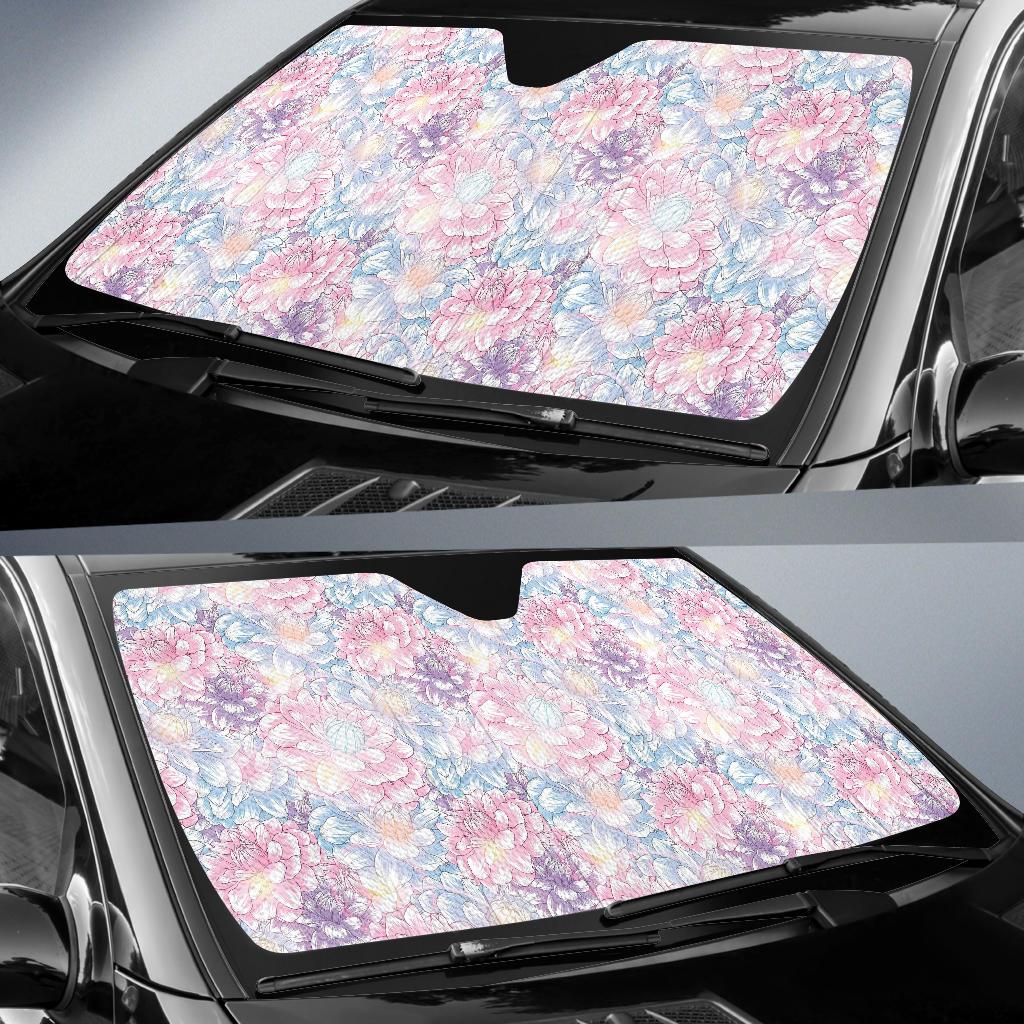 Dahlia Pattern Print Design 01 Car Sun Shade-JORJUNE.COM
