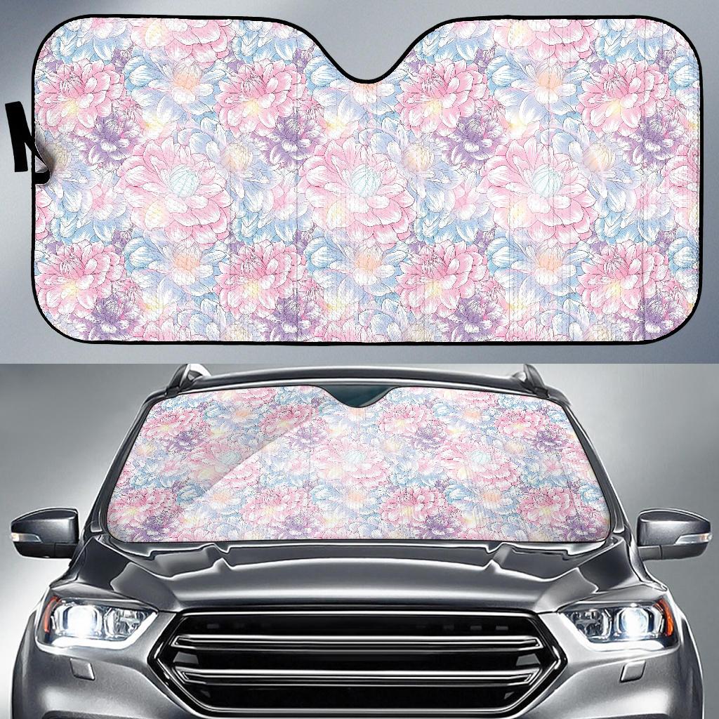 Dahlia Pattern Print Design 01 Car Sun Shade-JORJUNE.COM