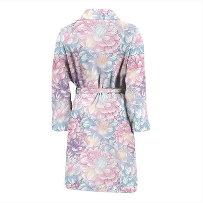 Dahlia Pattern Print Design 01 Men Bathrobe-JORJUNE.COM