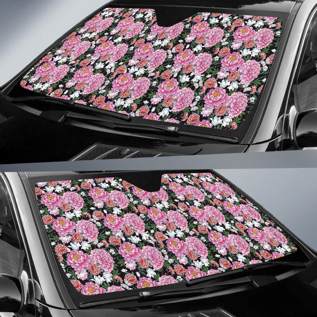 Dahlia Pattern Print Design 02 Car Sun Shade-JORJUNE.COM