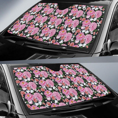 Dahlia Pattern Print Design 02 Car Sun Shade-JORJUNE.COM