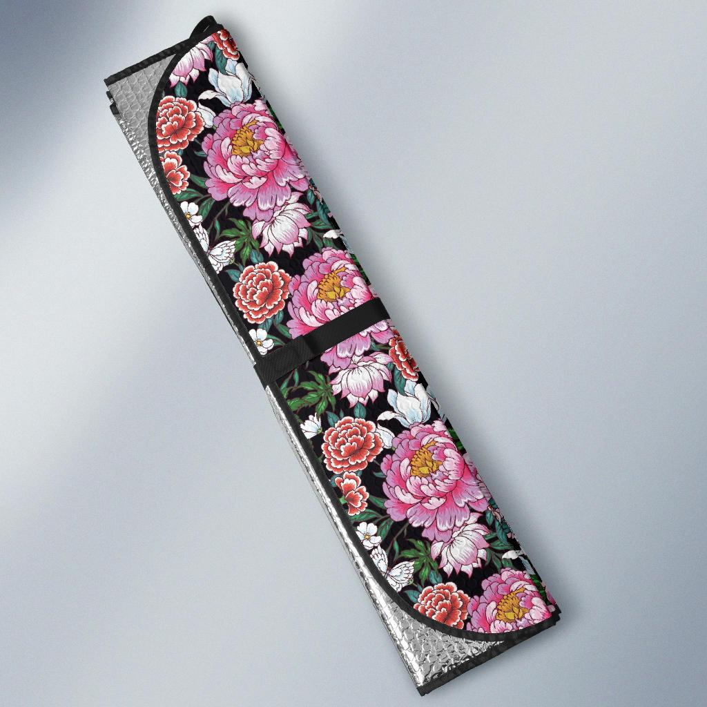 Dahlia Pattern Print Design 02 Car Sun Shade-JORJUNE.COM