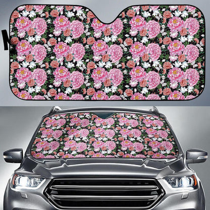 Dahlia Pattern Print Design 02 Car Sun Shade-JORJUNE.COM