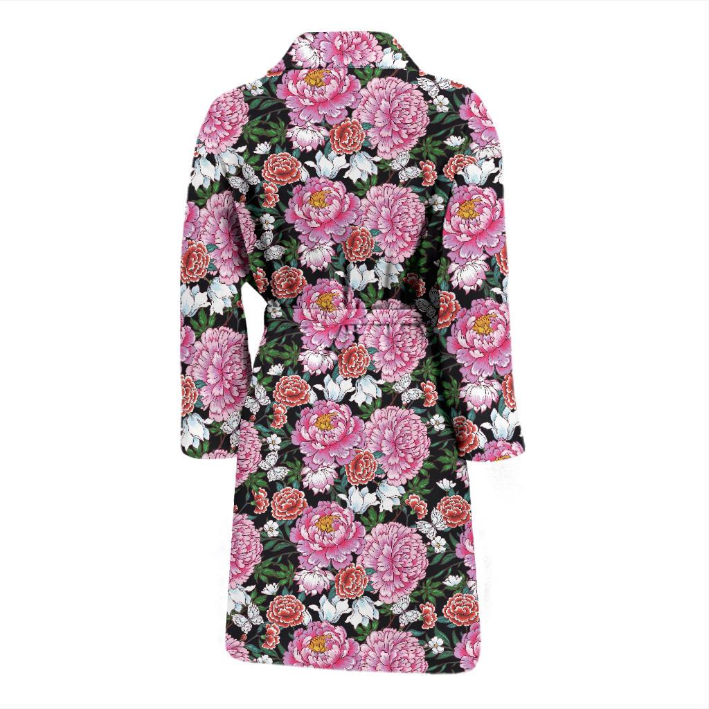 Dahlia Pattern Print Design 02 Men Bathrobe-JORJUNE.COM