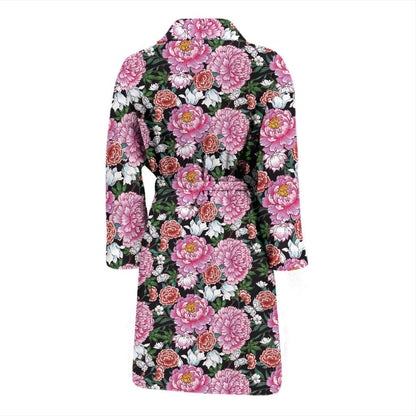 Dahlia Pattern Print Design 02 Men Bathrobe-JORJUNE.COM