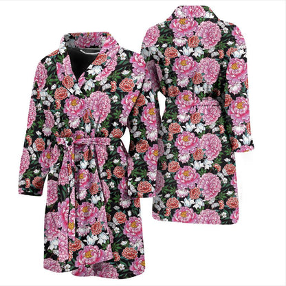 Dahlia Pattern Print Design 02 Men Bathrobe-JORJUNE.COM