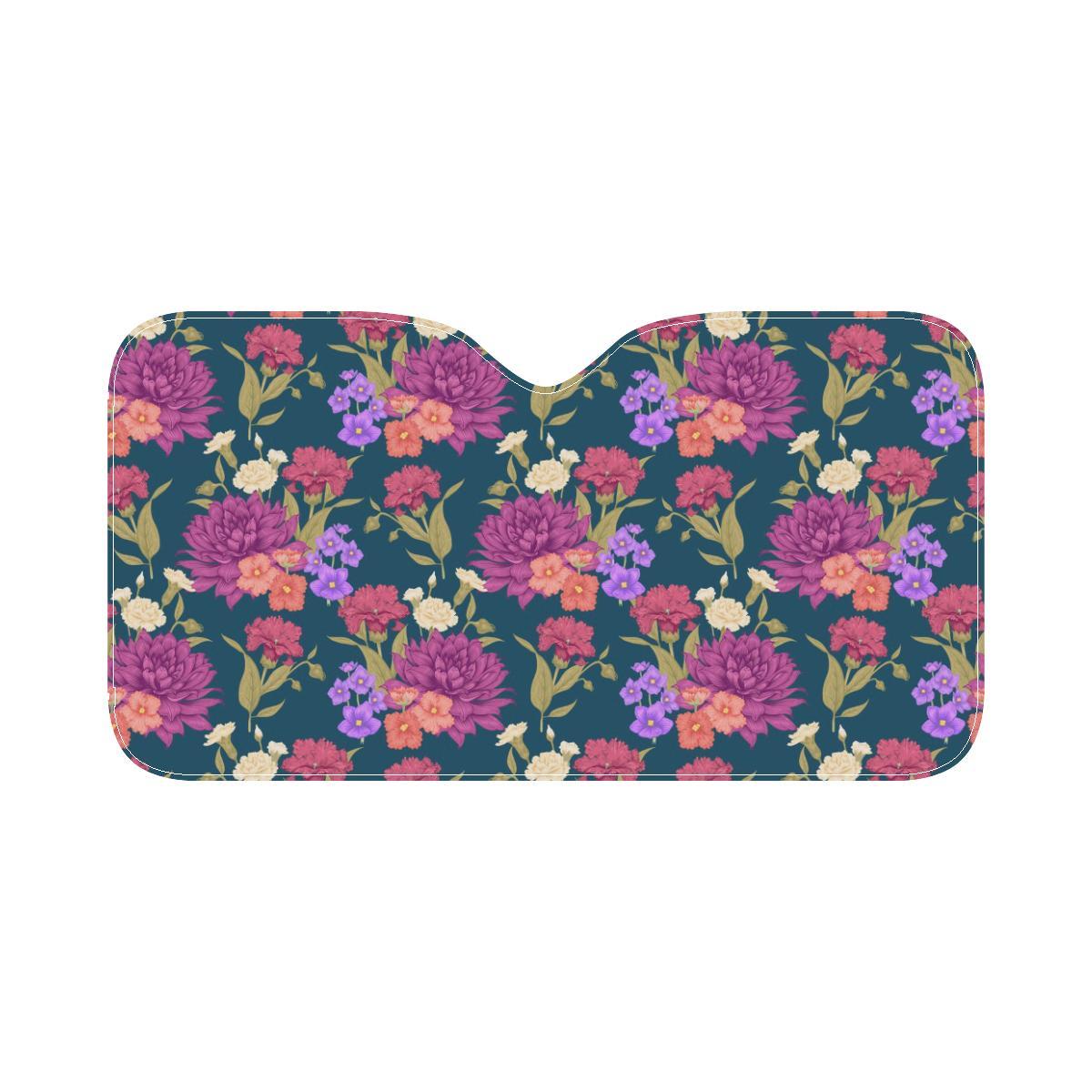 Dahlia Pattern Print Design DH01 Car Sun Shade-JorJune