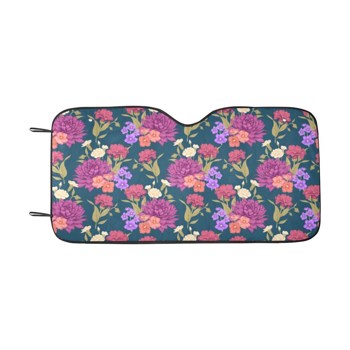 Dahlia Pattern Print Design DH01 Car Sun Shade-JorJune