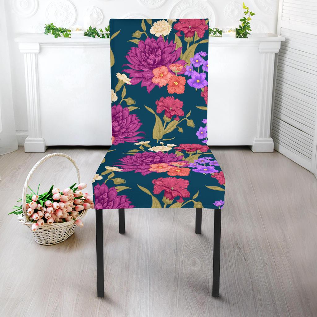 Dahlia Pattern Print Design DH01 Dining Chair Slipcover-JORJUNE.COM