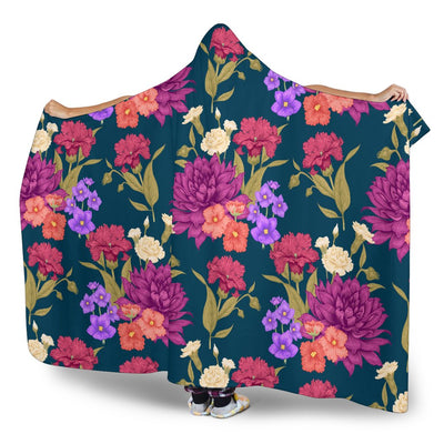 Dahlia Pattern Print Design DH01 Hooded Blanket-JORJUNE.COM