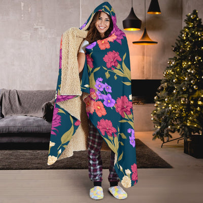 Dahlia Pattern Print Design DH01 Hooded Blanket-JORJUNE.COM