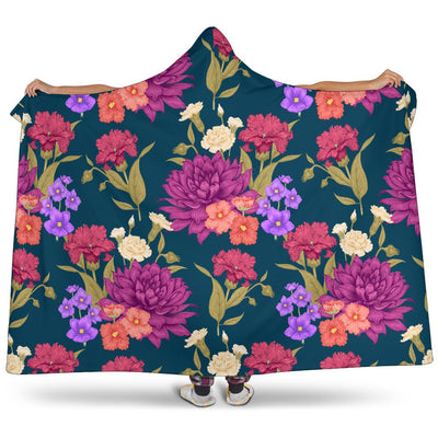 Dahlia Pattern Print Design DH01 Hooded Blanket-JORJUNE.COM