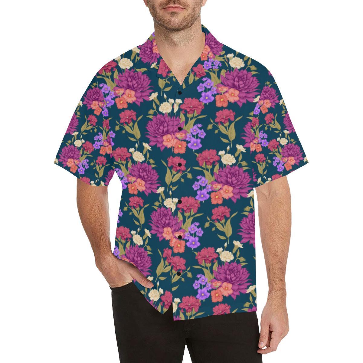 Dahlia Pattern Print Design DH01 Men Hawaiian Shirt-JorJune