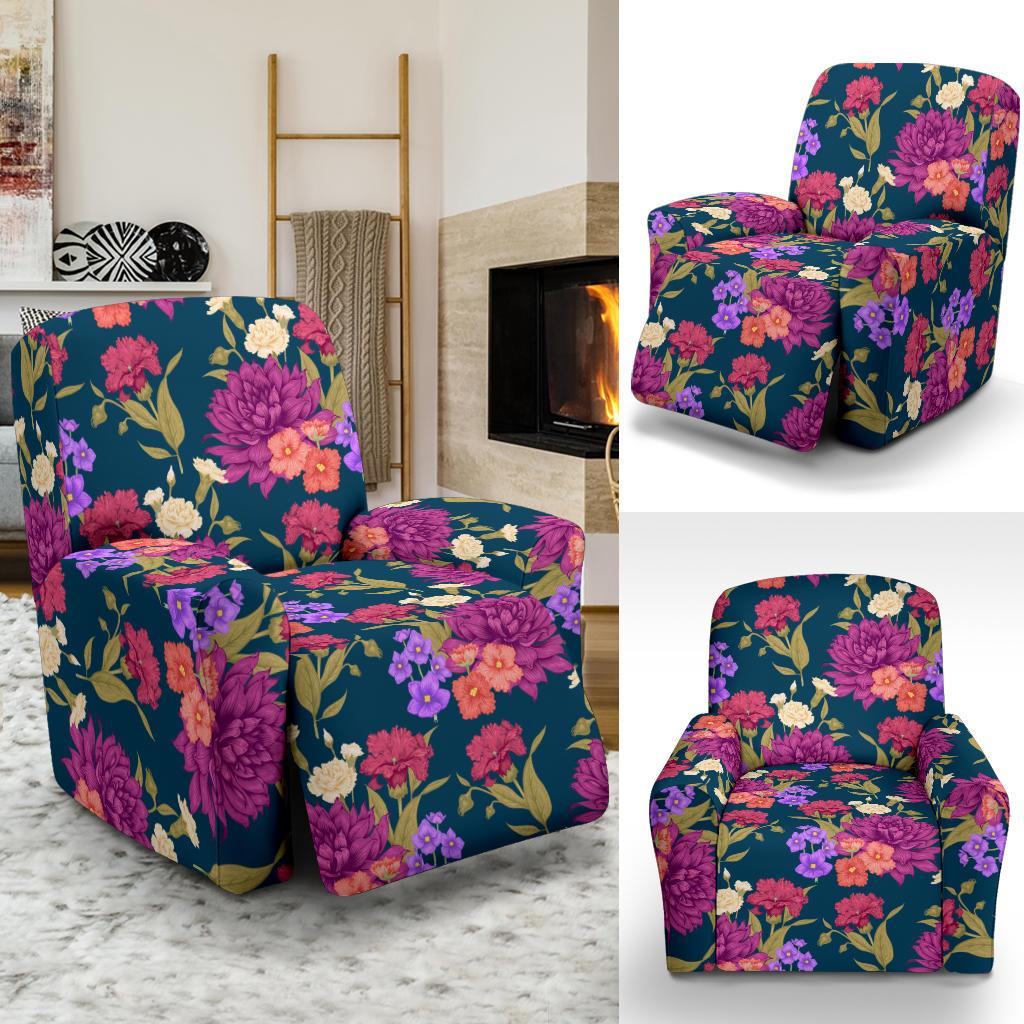 Dahlia Pattern Print Design DH01 Recliner Slipcover-JORJUNE.COM
