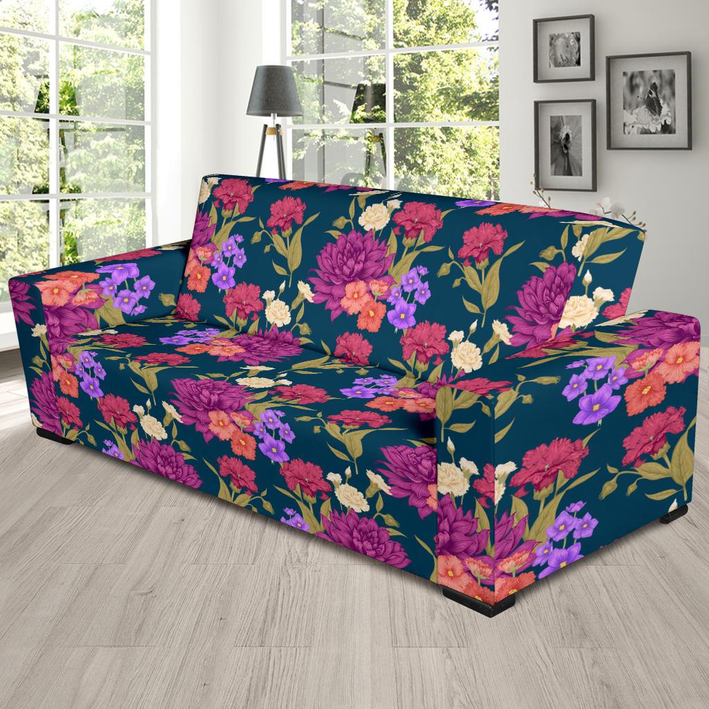 Dahlia Pattern Print Design DH01 Sofa Slipcover-JORJUNE.COM