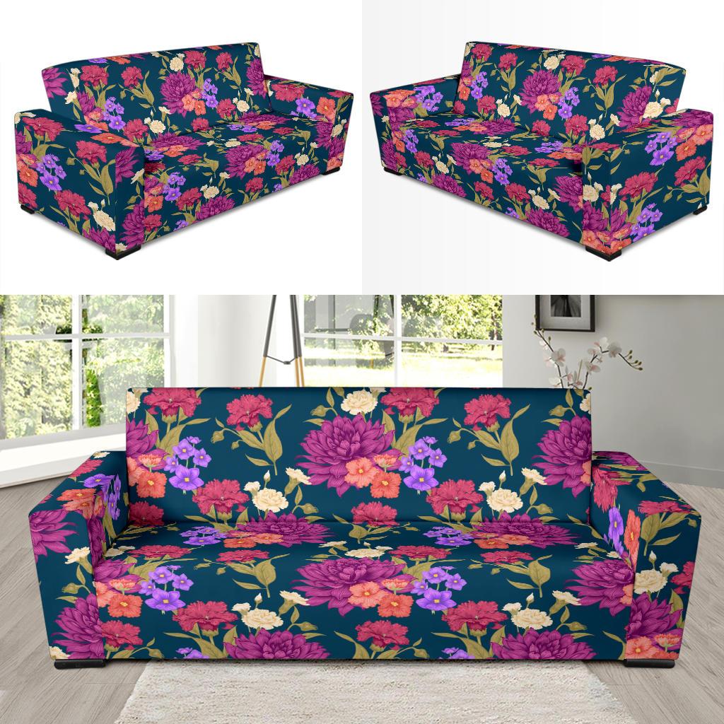 Dahlia Pattern Print Design DH01 Sofa Slipcover-JORJUNE.COM