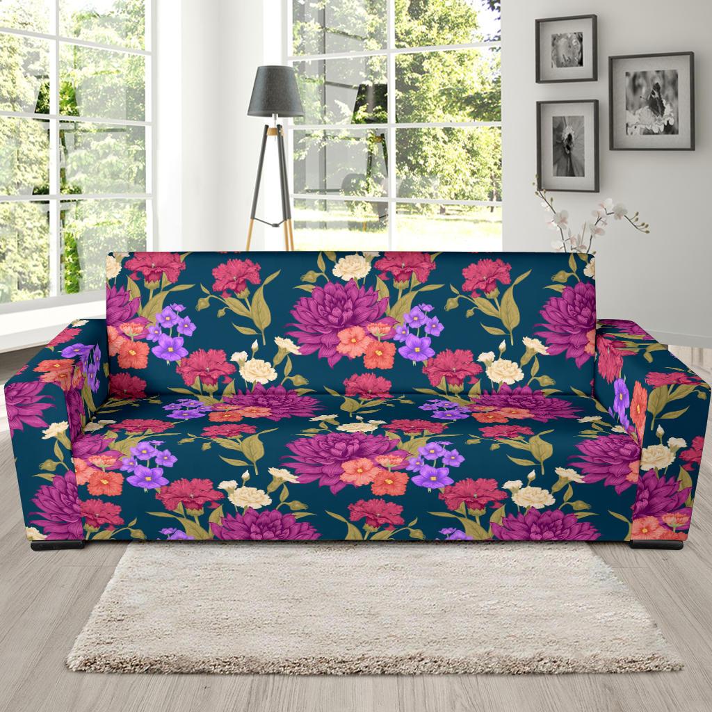 Dahlia Pattern Print Design DH01 Sofa Slipcover-JORJUNE.COM