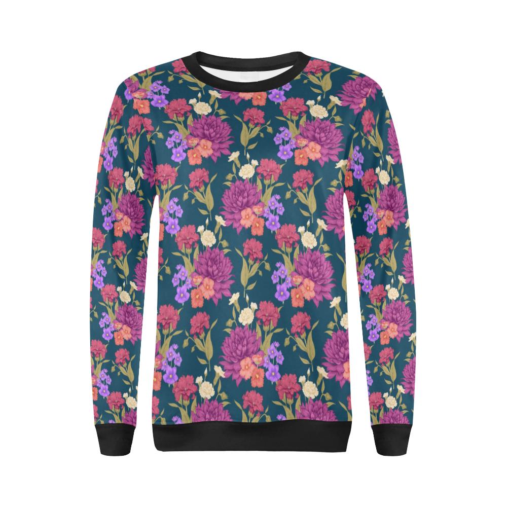 Dahlia Pattern Print Design DH01 Women Long Sleeve Sweatshirt-JorJune