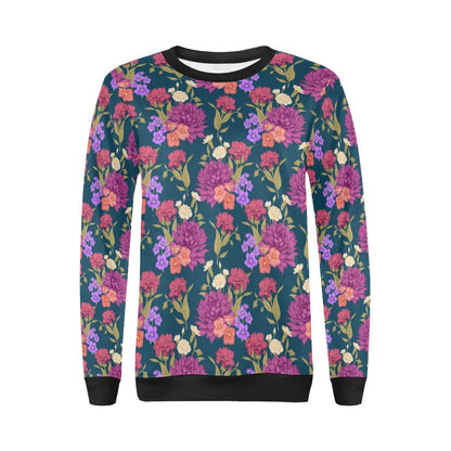 Dahlia Pattern Print Design DH01 Women Long Sleeve Sweatshirt-JorJune