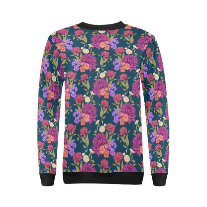 Dahlia Pattern Print Design DH01 Women Long Sleeve Sweatshirt-JorJune