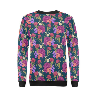 Dahlia Pattern Print Design DH01 Women Long Sleeve Sweatshirt-JorJune